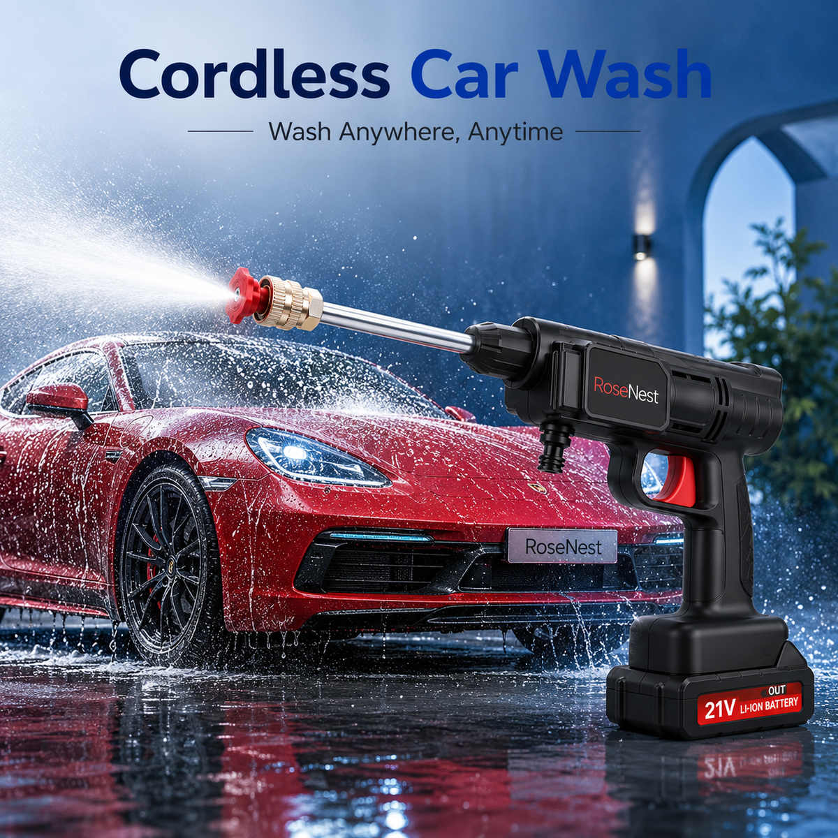 RoseNest™ 48V Portable Cordless Car Washer – Full Set